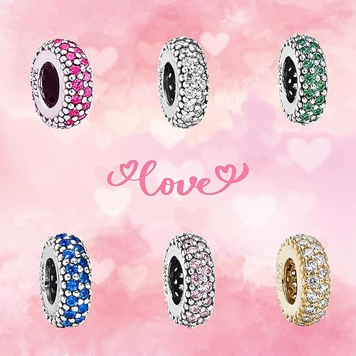 Miniatura 8 de Piedras natales de circonita cúbica, espaciador, dijes de cumpleaños para pulseras Pandora, azul, rojo, morado, transparente, verde, dorado, rosa,