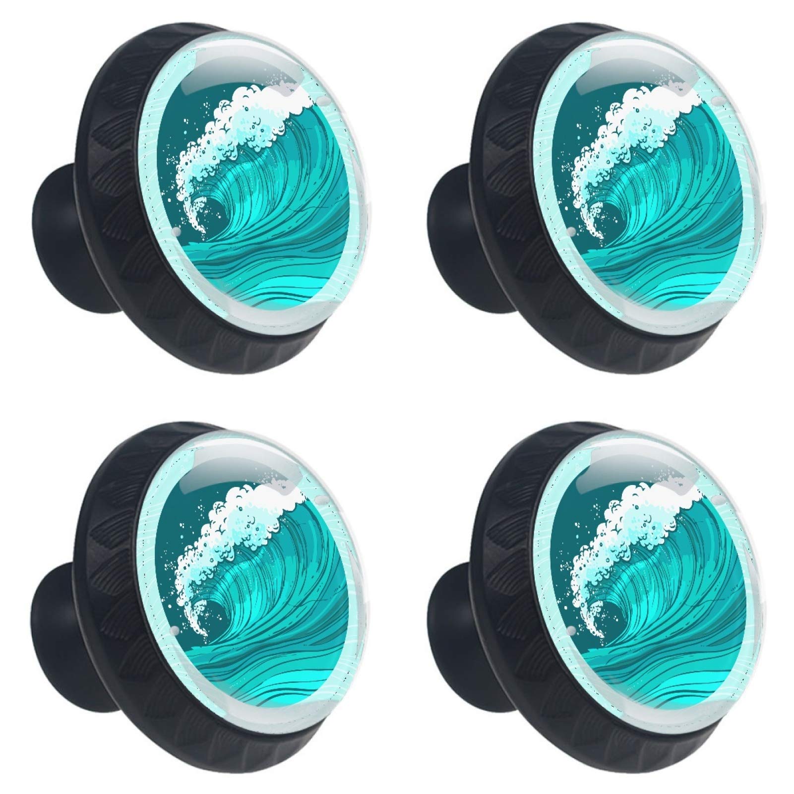 Boutons de meuble ronds verre vagues de mer 30mm pour remplacer de vieilles poignées abîmées
