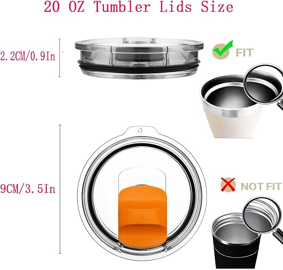 20 oz Tumbler Lids for Yeti, 2 Pcs Replacement Magnetic Spill-Resistant Lids for Yeti 20 oz Tumbler, 10 oz Mug, 10 oz Lowball with Magnetic Slider Switch, BPA Free