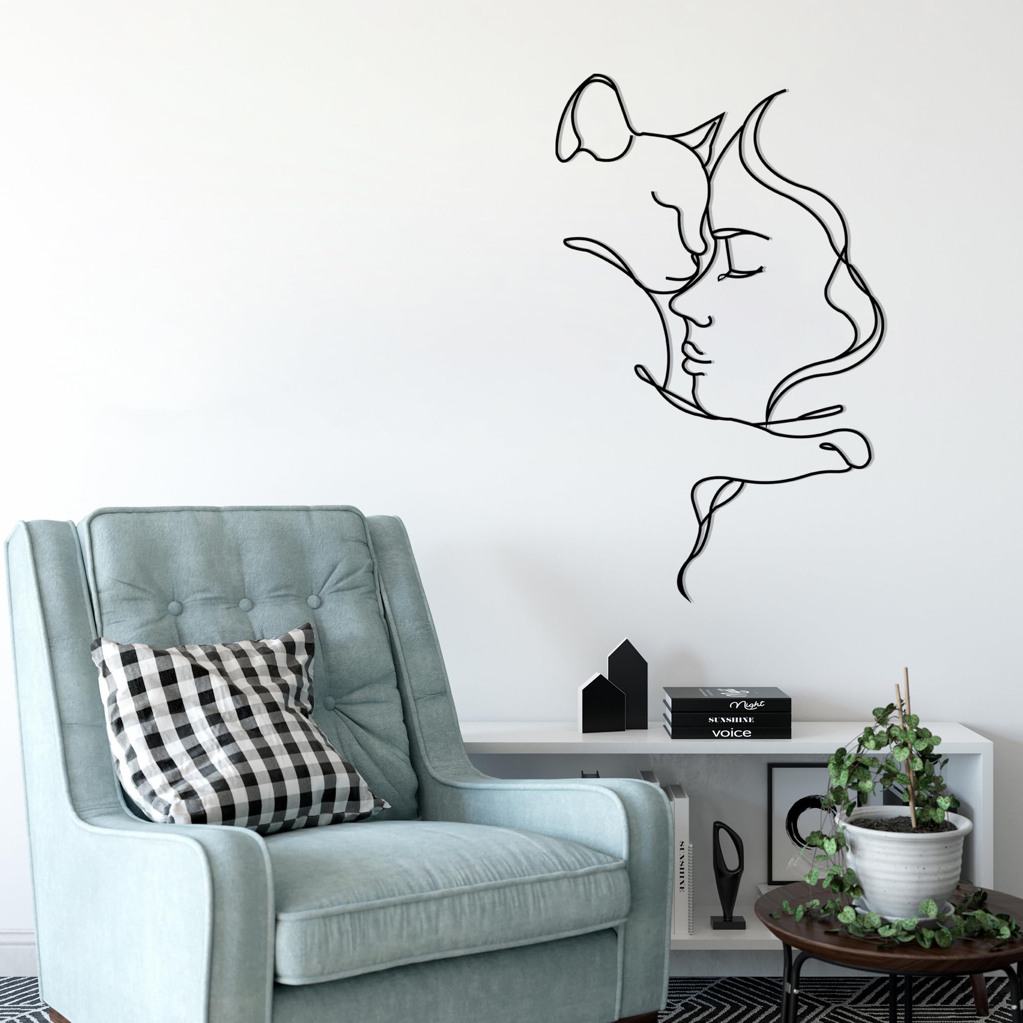 Déco Murale Métal Chat Noir - Style Minimaliste - Pour Salon, Chambre, Bureau - Installation Facile Avec Vis