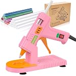 MONVICT Kit de pistolet à colle chaude sans fil, USB-C Remboursé Mini Gun de colle rose avec 40 Pcs bâtons de colle Premium, 10 Pcs bâtons d'artisanat, étui de portage, Smart Power-Off Glue pour DIY Cadeau d'artisanat