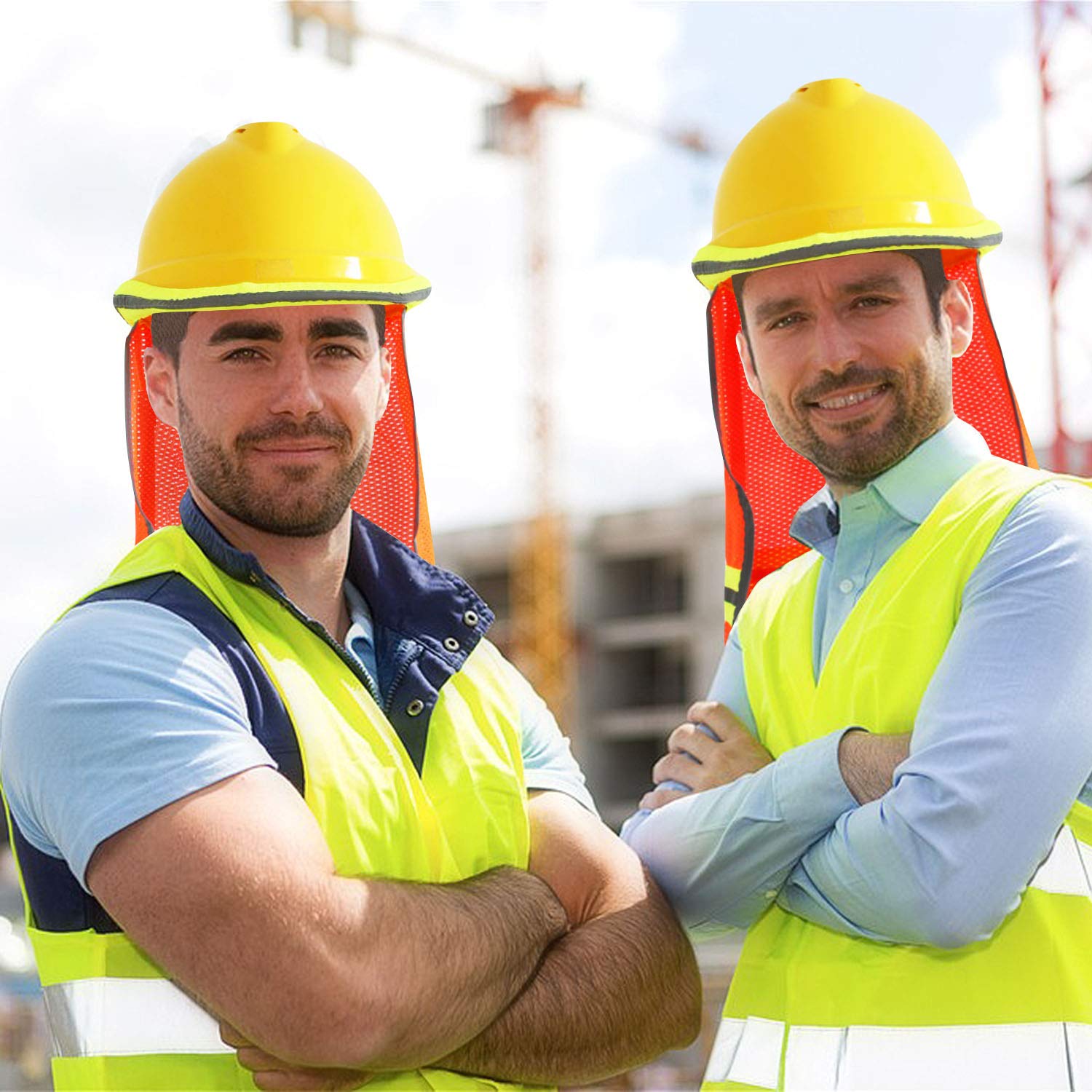 EvridWear - Protector solar de cuello de alta visibilidad con rayas reflectantes, protección de seguridad con malla transpirable elástica para la construcción, actividades al aire libre, paisaje de UV