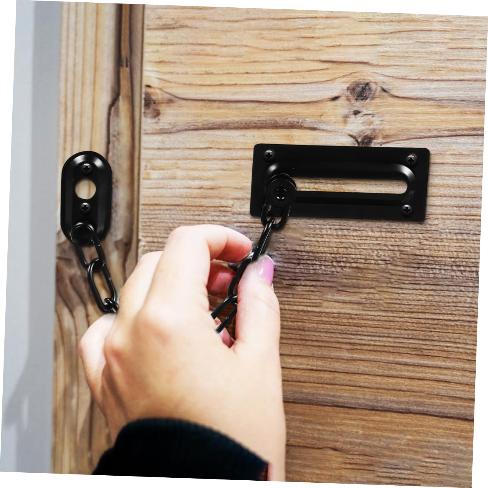 NUOBESTY Bloqueador de Puertas Antirrobo Instalación Fácil Cerradura de Cadena de Acero Inoxidable, 4 Piezas Seguridad para Puertas Interiores y Granero