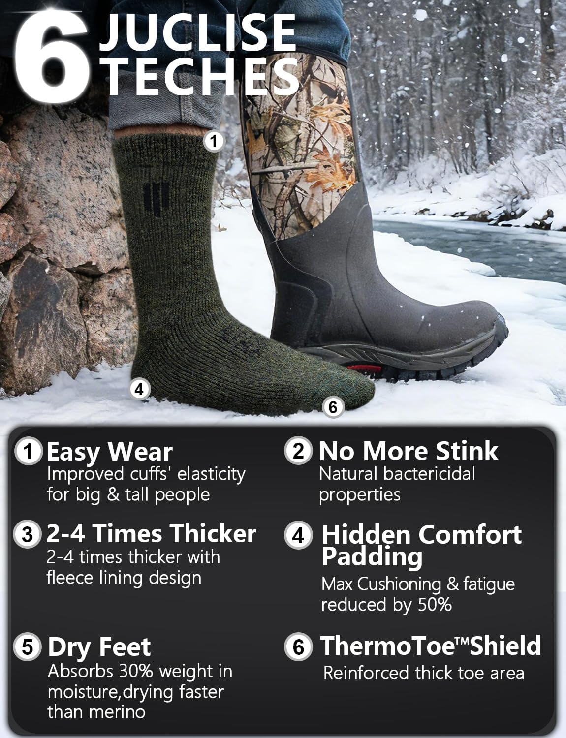 Alpaca Wool Crew Socks Men and Women,Thick Thermal Winter Cold Weather Hunting Hiking,Moisture Wicking Cushioned - Image 5