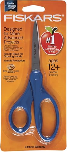 Fiskars 12-94587096J - Tijeras para estudiantes, suministros para el regreso a clases, 7 pulgadas, los colores pueden variar
