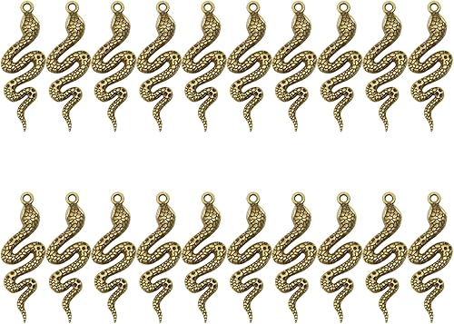 Dijes vintage en forma de serpiente para manualidades, collares, aretes, pulseras, colgantes, fabricación de joyas y decoración de Halloween, 20