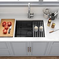 Vista 34 de Fregadero de barra negro, fregadero de cocina negro de montaje inferior de 15 pulgadas, fregaderos de cocina de 15 x 15 x 10 pulgadas, fregadero