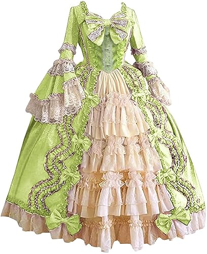 Miniatura 23 de SHOPESSA Vestido victoriano para mujer, vestido de lolita francesa, disfraz de princesa, vestido renacentista, manga acampanada, corte de cosplay Un