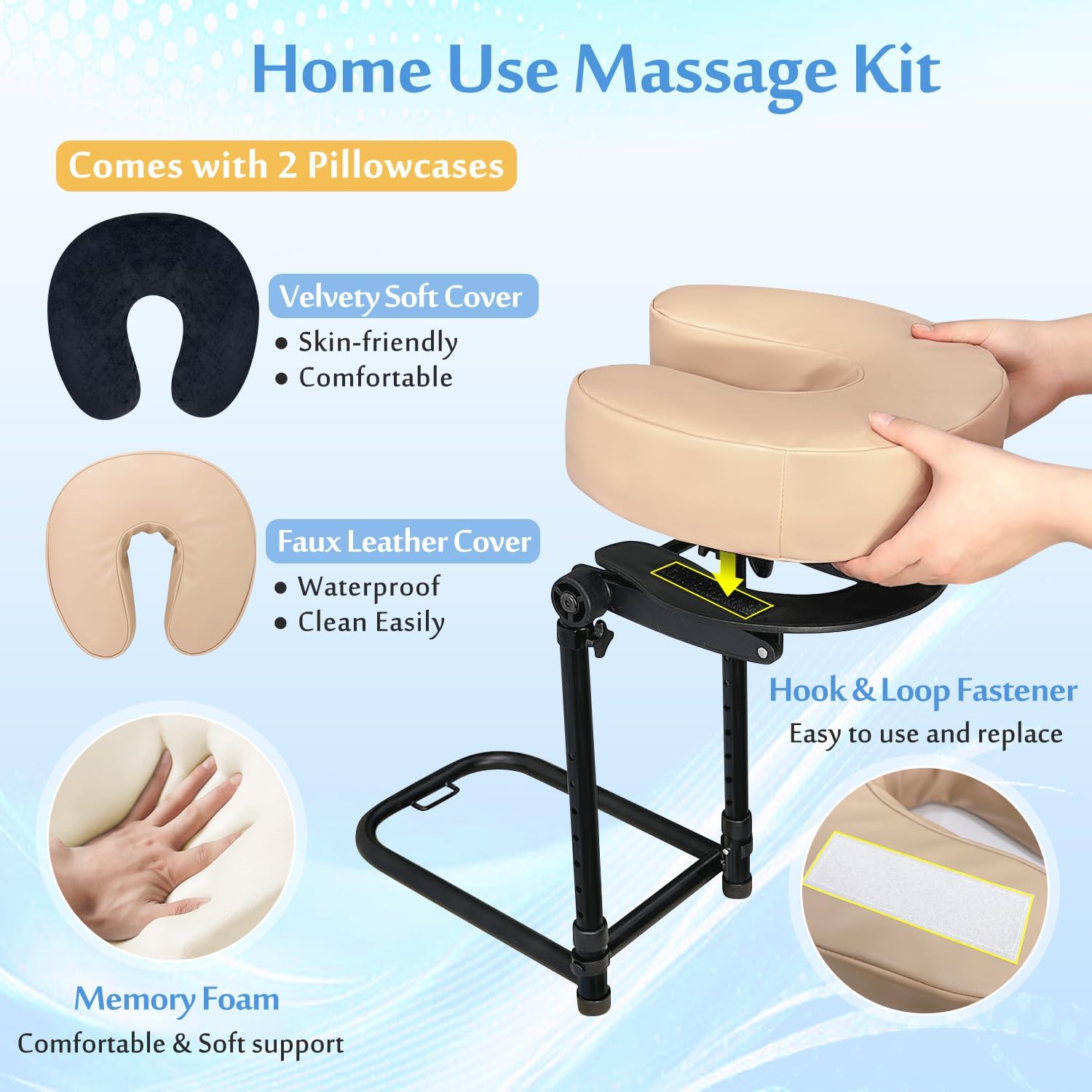 AOSSA Massage Headrest for Bed Face Cradle, Home Mattress Top Massage Kit, Face Cushion for Massage Face Down, Adjustable Salon Head Rest & Support for Mattress, Eye Surgery Recovery Equipment