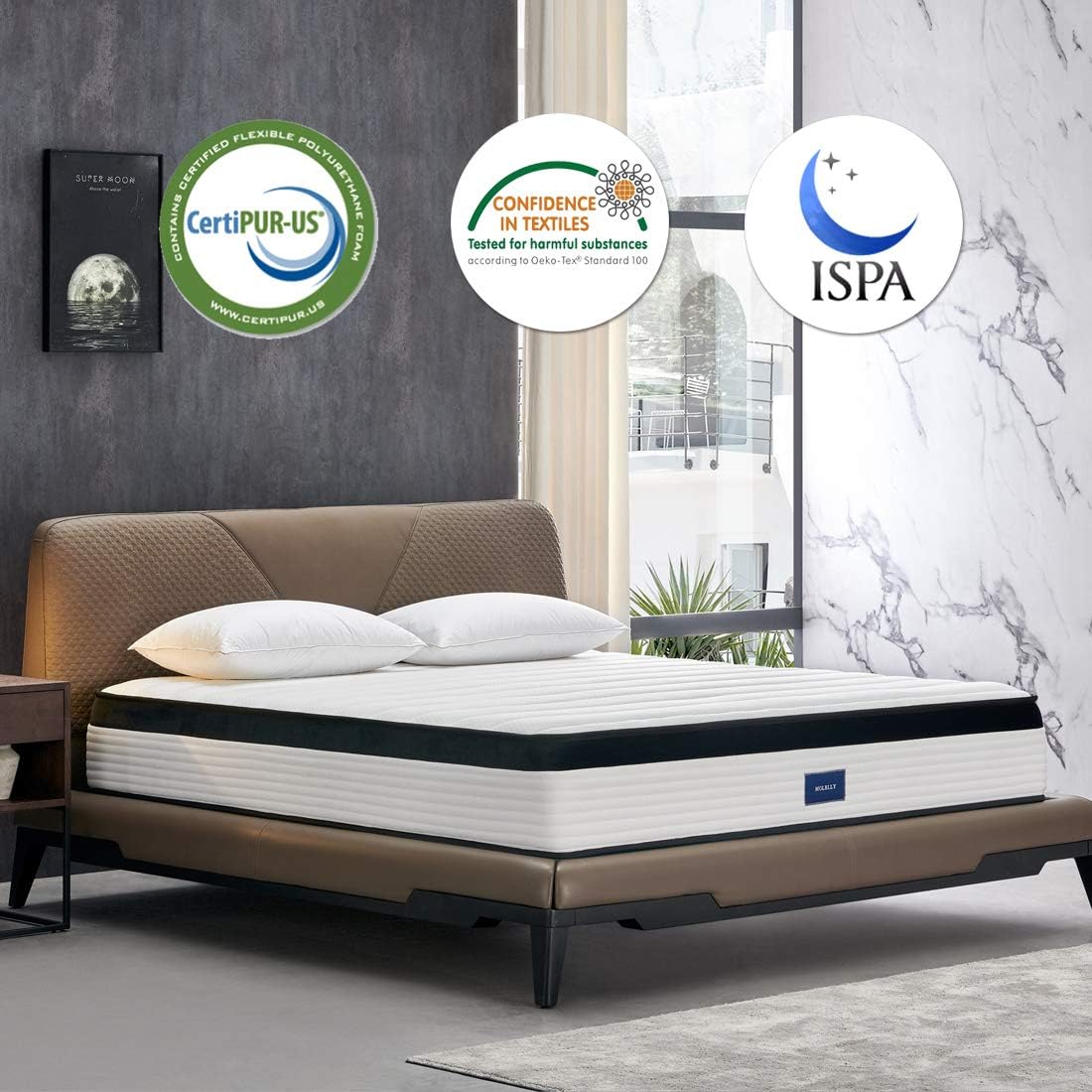 Molblly Queen Mattress, 12 inch Motion Isolation Individually Wrapped Pocket Coils Mattress, Innerspring Hybrid Mattress in a Box with CertiPUR-US Certified Foam, Plush Yet Supportive-Pressure Relief