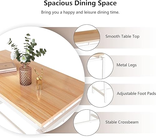 Miniatura 13 de AWQM Juego de mesa de comedor para cocina, sala de estar, bar, color marrón industrial café industrial,Negro-2,Beige (Style 2-Beige),Estilo