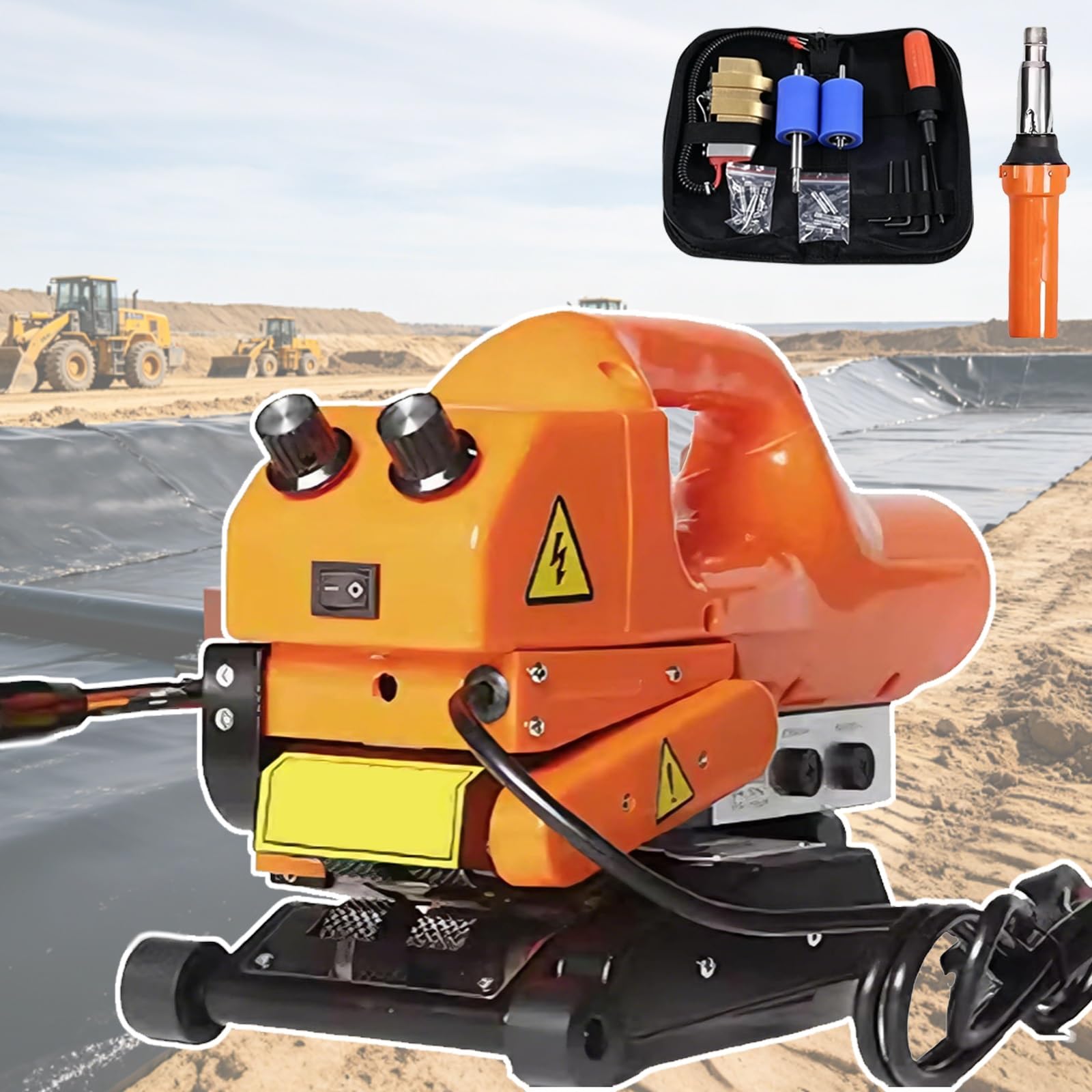 Troqullium Rubber Tire 1100W Anti-Seepage Geomembrane Welding Machine, 10Cm/15Cm/ 20Cm Overlap Width, For Water Conservancy Facilities And Embankment Slope Protection(,10Cm)