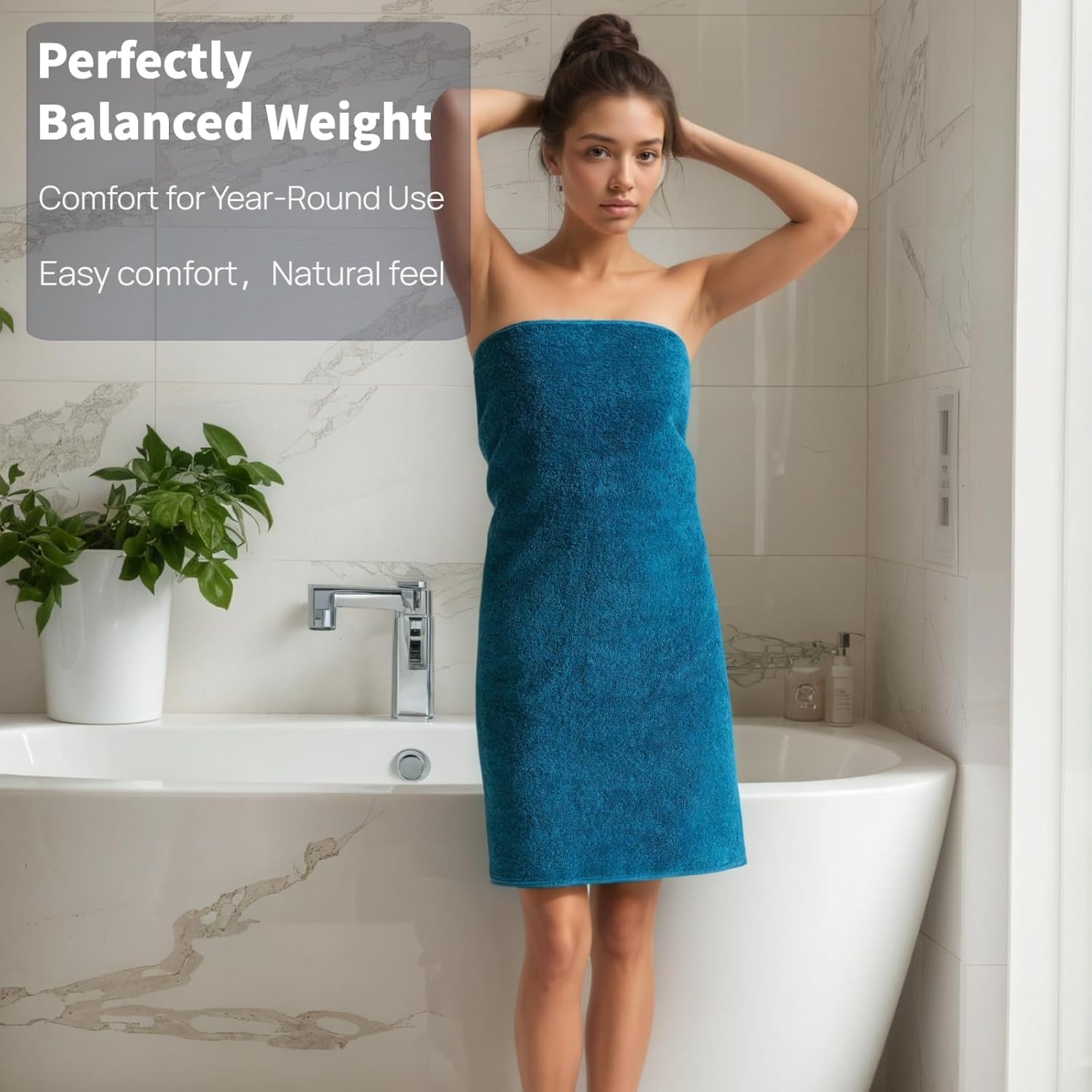 Large Bath Towel Set 4 Pack, 30×60 Inches, 100% Cotton Bathroom Towels, Soft, Absorbent & Comfortable for Home, Spa, Gym (Beige/Blue/Gray/Pink)