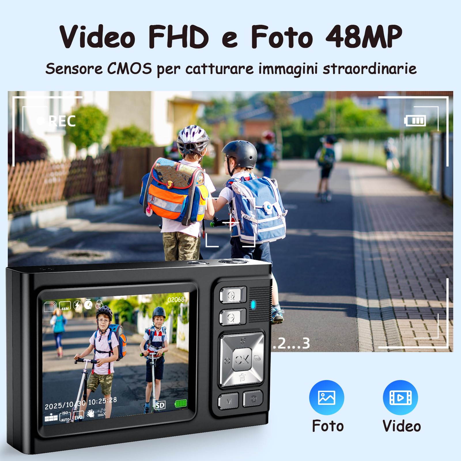 Macchina Fotografica, Digitale Compatta 16X, 4K Fotocamera Digitale con Scheda TF da 32GB, Perfetta per Fotografi Principianti, Appassionati e Adolescenti, Compleanni-Nero