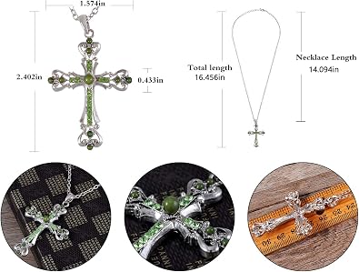 Alilang Silvery Beads Crystal Rhinestone Religion Christian Holy Cross Pendant Charm Necklace