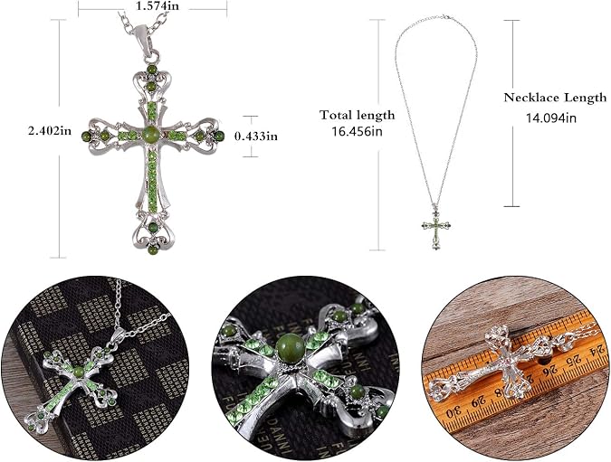 Alilang Silvery Beads Crystal Rhinestone Religion Christian Holy Cross Pendant Charm Necklace