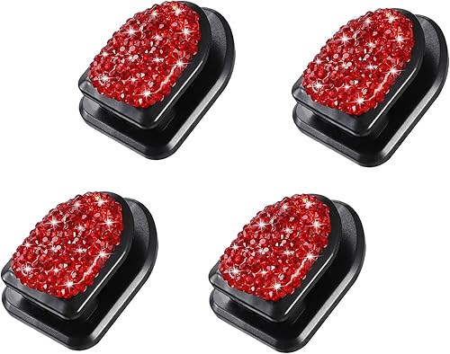 WINKA Ganchos brillantes para automóvil, 4 piezas de accesorios de cristal, lindo gancho de tablero para llaves, lentes de sol, gancho