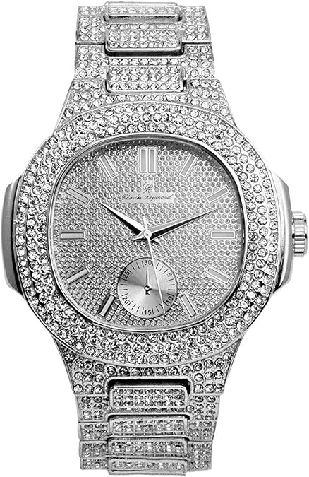 Charles Raymond Bling-ed Out Oblong Metal Mens Color on Blast Watch - 8475Color