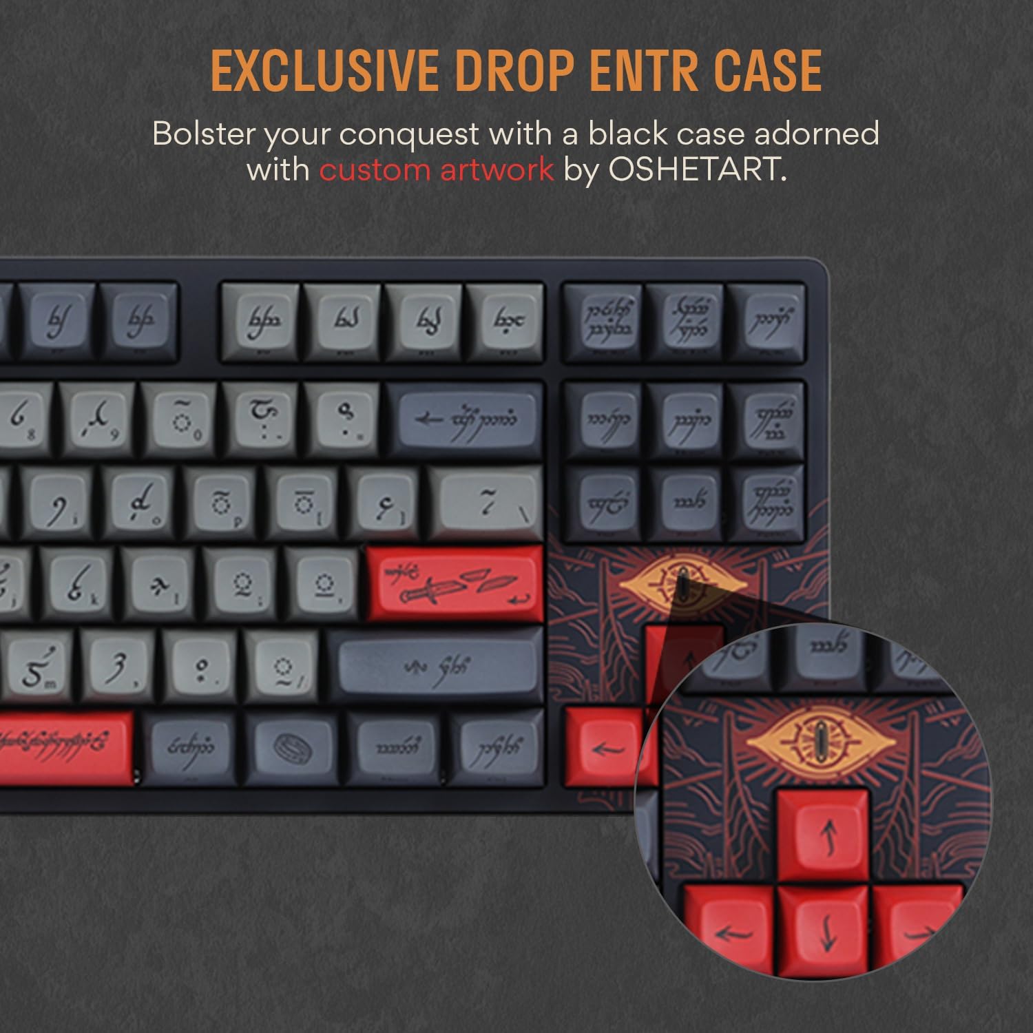 DROP + The Lord of The Rings™ Black Speech TKL Mechanical Keyboard - MT3 Profile Keycaps with Accent Keys - Holy Panda X Tactile Switches - PBT Dye-Sub Keycaps - LED Backlight - Black (Renewed)