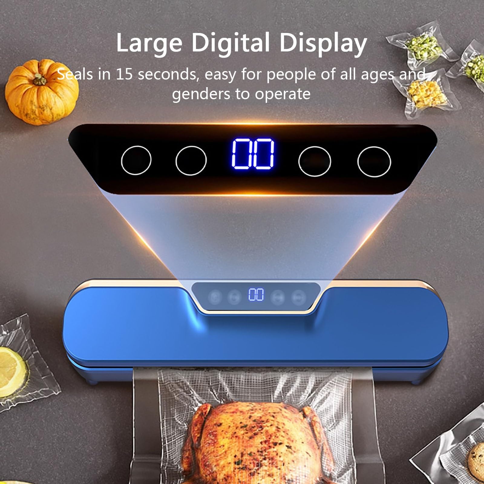 Scellage Sous Vide Haut De Gamme - Puissance D'aspiration De 62 KPa, Fonctionnement à Une Touche, Voyants LED, Scellage Sous Vide pour Aliments Secs/humides, Kit De Démarrage Inclus(White)