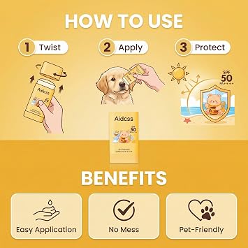 Pet Sunscreen Stick SPF 50+ PA++++ for Dogs & Cats | Non-Greasy, Fragrance-Free UV Protection Balm | Safe for Nose, Ears & Skin | Travel Size 0.7 oz (Pet Sunscreen Stick)