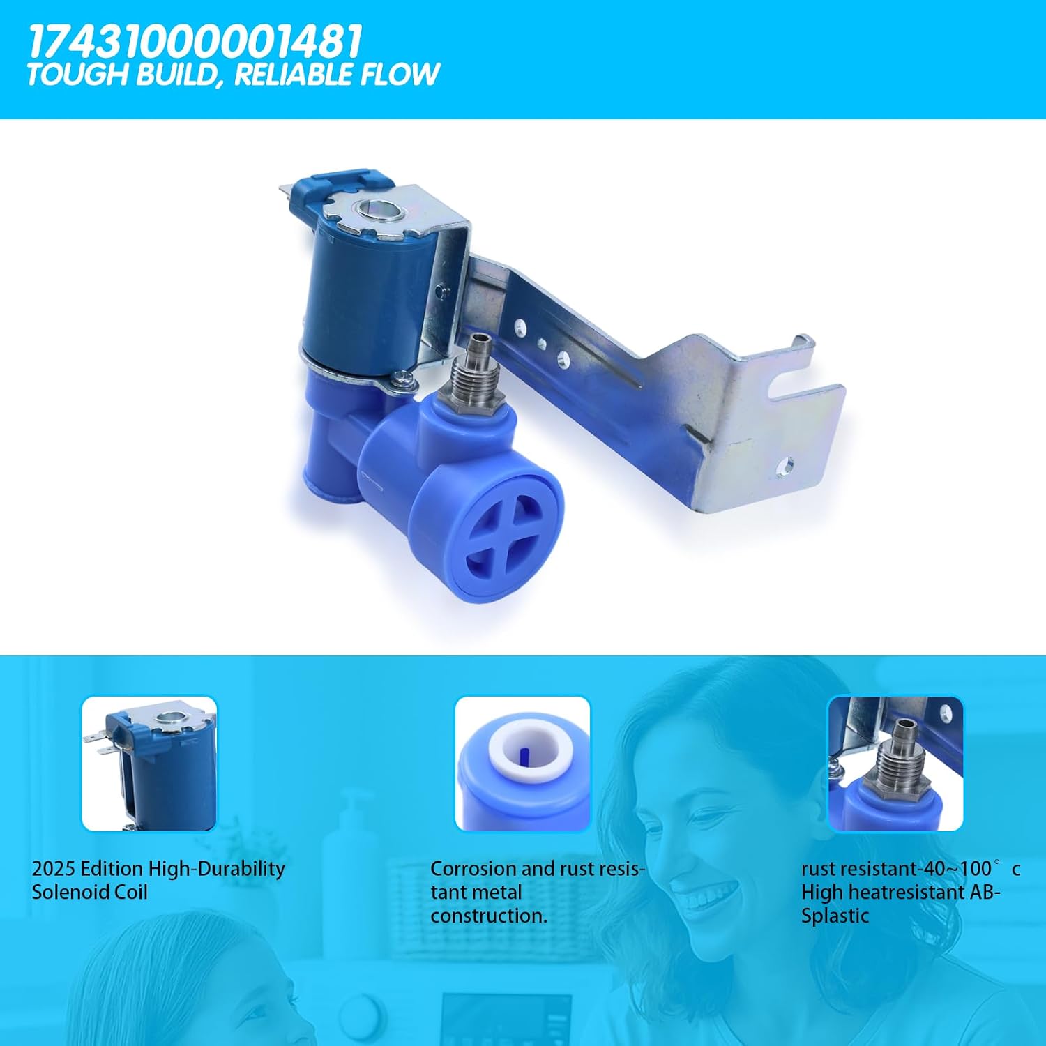 17431000001481 Refrigerator Water Inlet Valve for Midea – Replaces AP7095894 / RIV-11A-17 – Restores Ice-Maker & Water Dispenser Flow – Fits HC767WESS MRQ23B4AST MRQ23B4ABS NSRFD21SS7