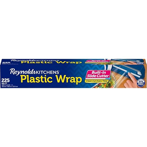 Reynolds Kitchens Clear Plastic Wrap, Built-In Slide Cutter, 225sq ft