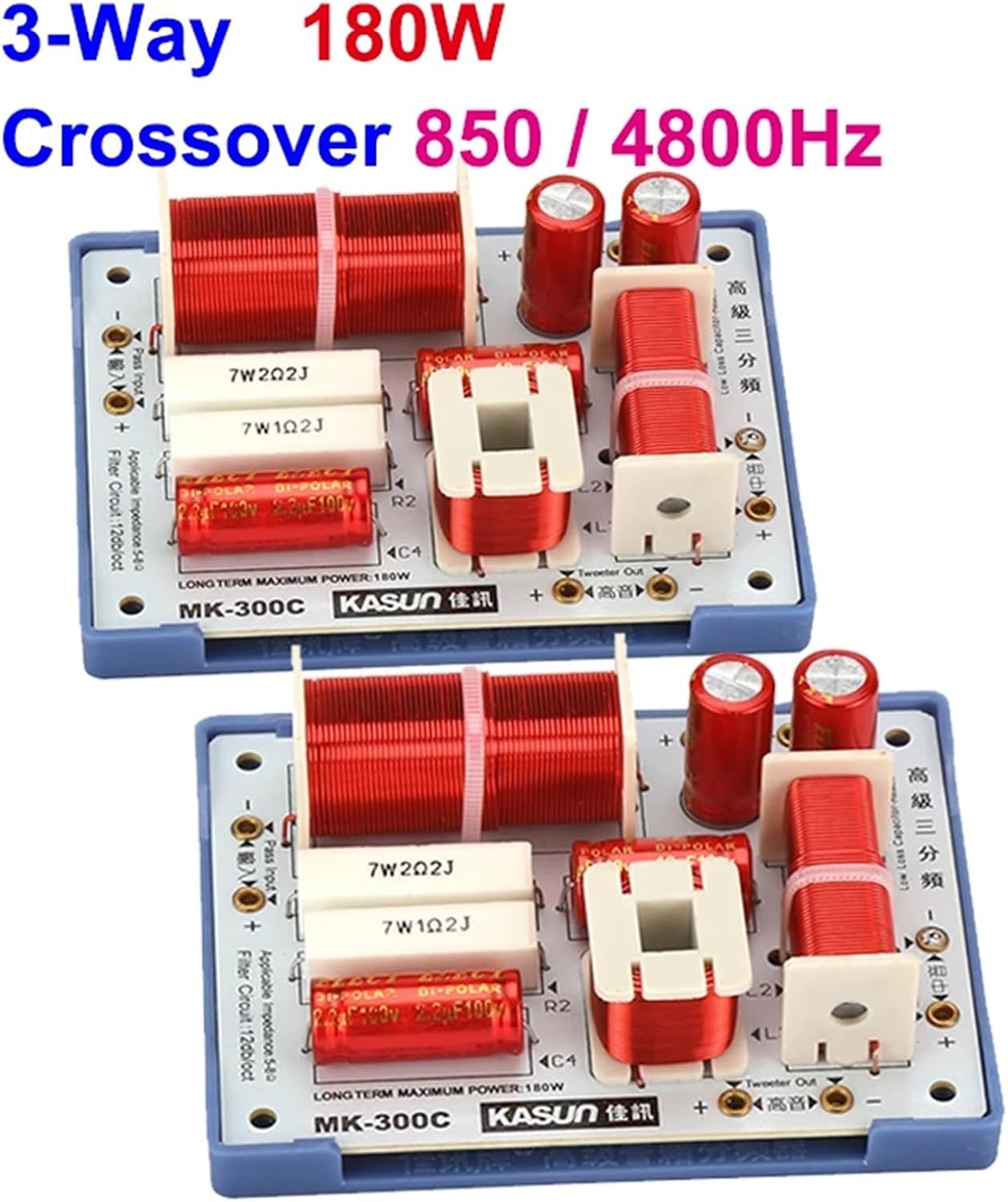 2PCS 3 Way 180W 850/4800Hz Crossover Filters Professional Speaker 3 Unit High Power Audio Theater Frequency Divider