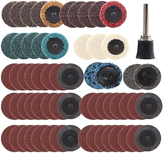 BaiNuo 63 Pcs Mini R-Type Quick Change Sanding Discs Set 1inch Roll Lock Grinding Discs Abrasives Tool with 1/4 inch Tray Holder for Die Grinder Surface Grinding Finish Burr Rust Paint Removal