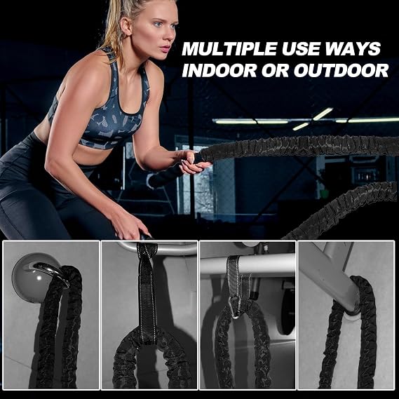 Battle Rope for Home Gym Workout,1 Inch 30ft Weighted Exercise Ropes for Working Out,Heavy Fitness Training Rope