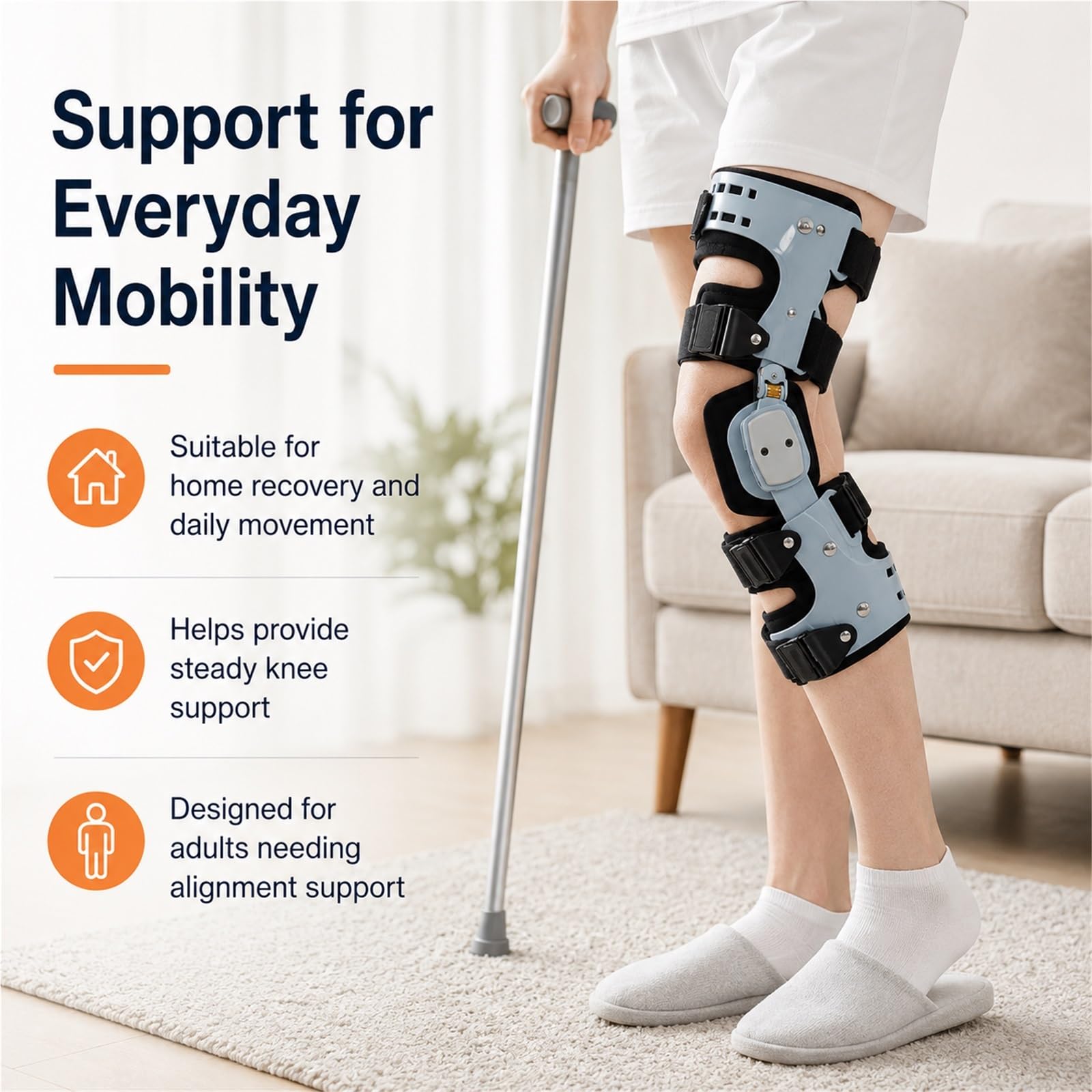 Rodillera para Osteoartritis y Alivio del Dolor de Artritis Soporte de Descarga Medial o Lateral para Desgaste de Cartílago Necrosis Avascular Diseño Ajustable(Izquierda)