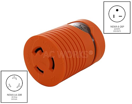 Miniatura 2 de AC WORKS [AD620L620] Adaptador de bloqueo NEMA 6-20P 20Amp 250Volt Macho Plug a NEMA L6-20R 20Amp 250Volt Bloqueo Conector Hembra