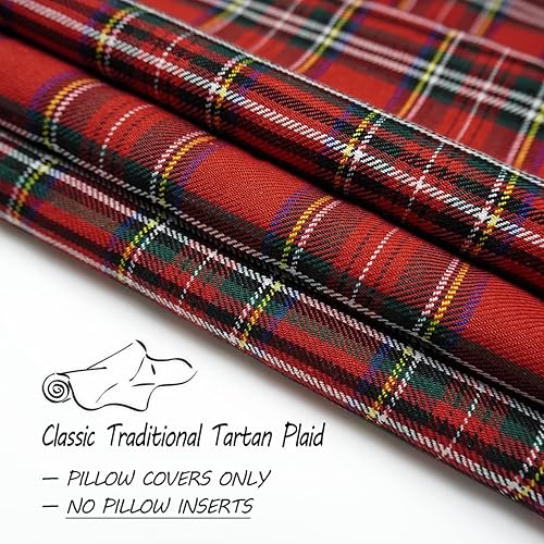 Miniatura 2 de Juego de 2 fundas de almohada de Navidad a cuadros rojos de 20 x 20 pulgadas, fundas de almohada de Navidad para sofá, decoración navideña para