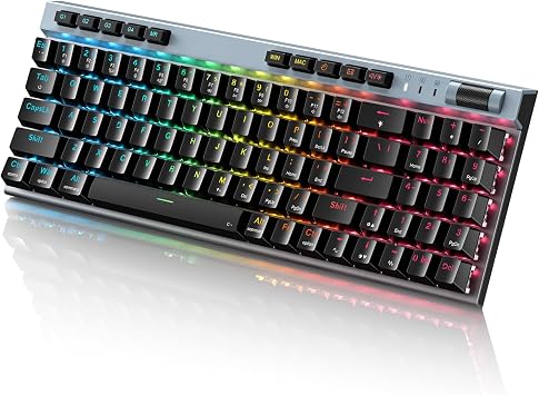 RGB الميكانيكية GamingKeyboard، 78 مفاتيح الساخنة مبادلة لوحة المفاتيح الميكانيكية مع مفاتيح حمراء مغناطيسية، مريح لوحة المفاتيح مع غطاء الألومنيوم/مفاتيح الوسائط/البرامج/نظام مزدوج WiredKeyboard للكمبيوتر/ماك Gamer