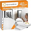 Summerbrite Picture Hanging Strips 40 Strips, Damage Free Removal, Wall Poster Picture Hangers Without Nails, Sticky Hook & Loop Adhesive Strips for Poster/Picture/Home/Office, 20 Pairs/Medium, White