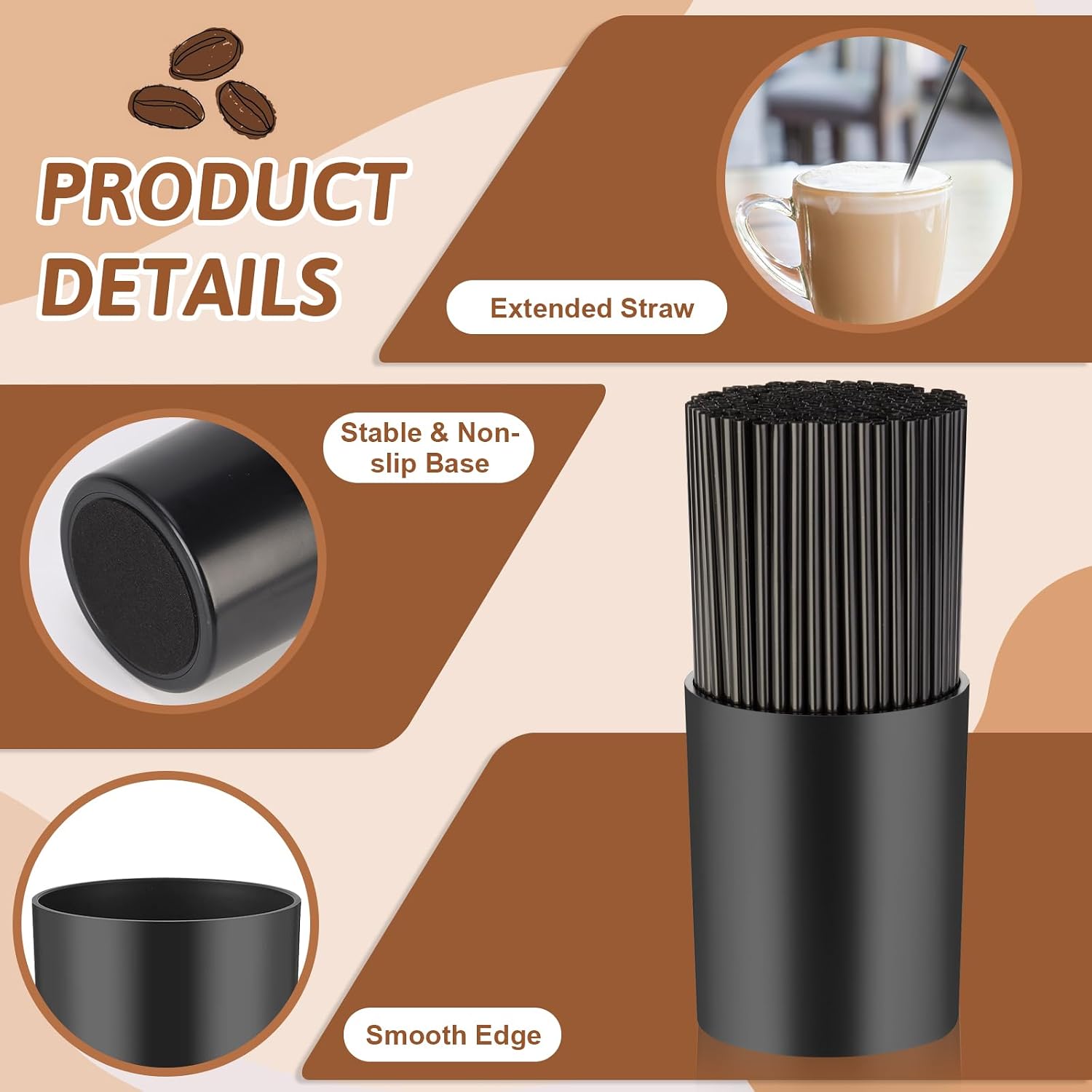 200 Pcs Black Coffee Stirrer Sticks and Holder Set 7 Inch Plastic Coffee Stir Straws with Holder Cocktail Drink Stirrers Mixing Milk Cocktail Drinks Supplies for Coffee Bar Home Party image 3