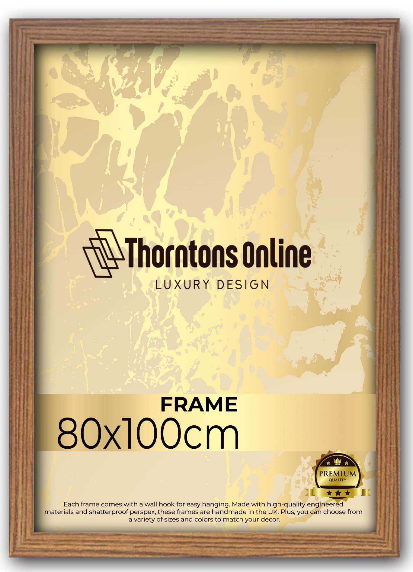Thorntons Oak Extra Large Gallery Picture Photo Frame 80x100cm With Clear Perspex Front & Wall Mounting-Solid MDF Wood-Horizontal and Vertical Wall Display-100cm x 80cm (oak)
