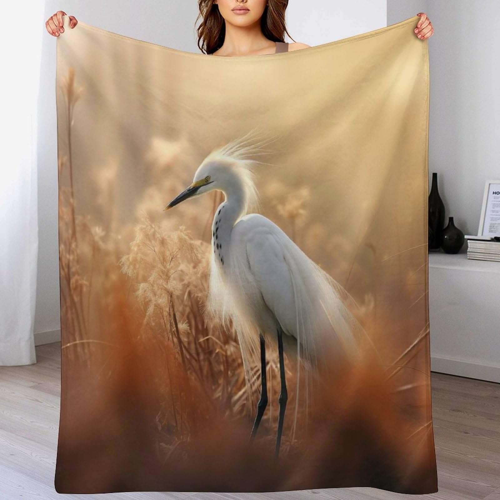 Polaire de flannel douillette et couverture grue chaude 140x180