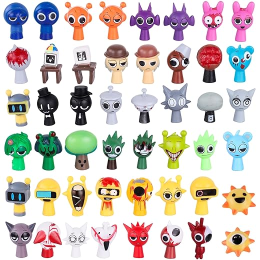 48 Pcs Sprunky Action Figures Set, Mystery Box Toys, Office Room Figurines Decor for Collector Fans, Birthday Party Decorations Gift Cake Topper