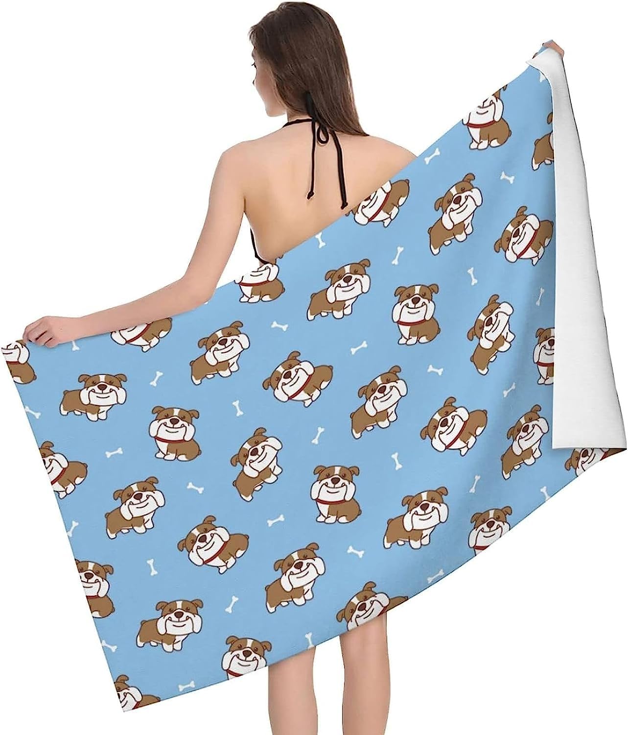 Toalla De Playa De Microfibra Extra Grande De Secado Rápido Sin Arena Toalla De Baño Ligera para Piscina Baño Camping Bulldog Inglés Manta De Viaje para Mujeres Y Hombres, 200 X 200 Cm -8G7X+V4R