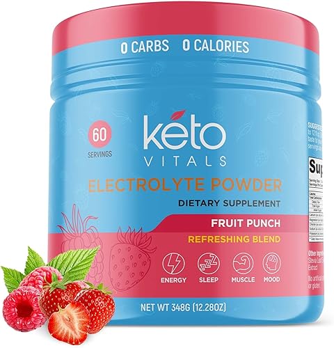 Keto Vitals Electrolitos en polvo  Electrolitos aptos para dieta cetogénica con potasio magnesio sodio calcio  Mezcla de bebida energética de