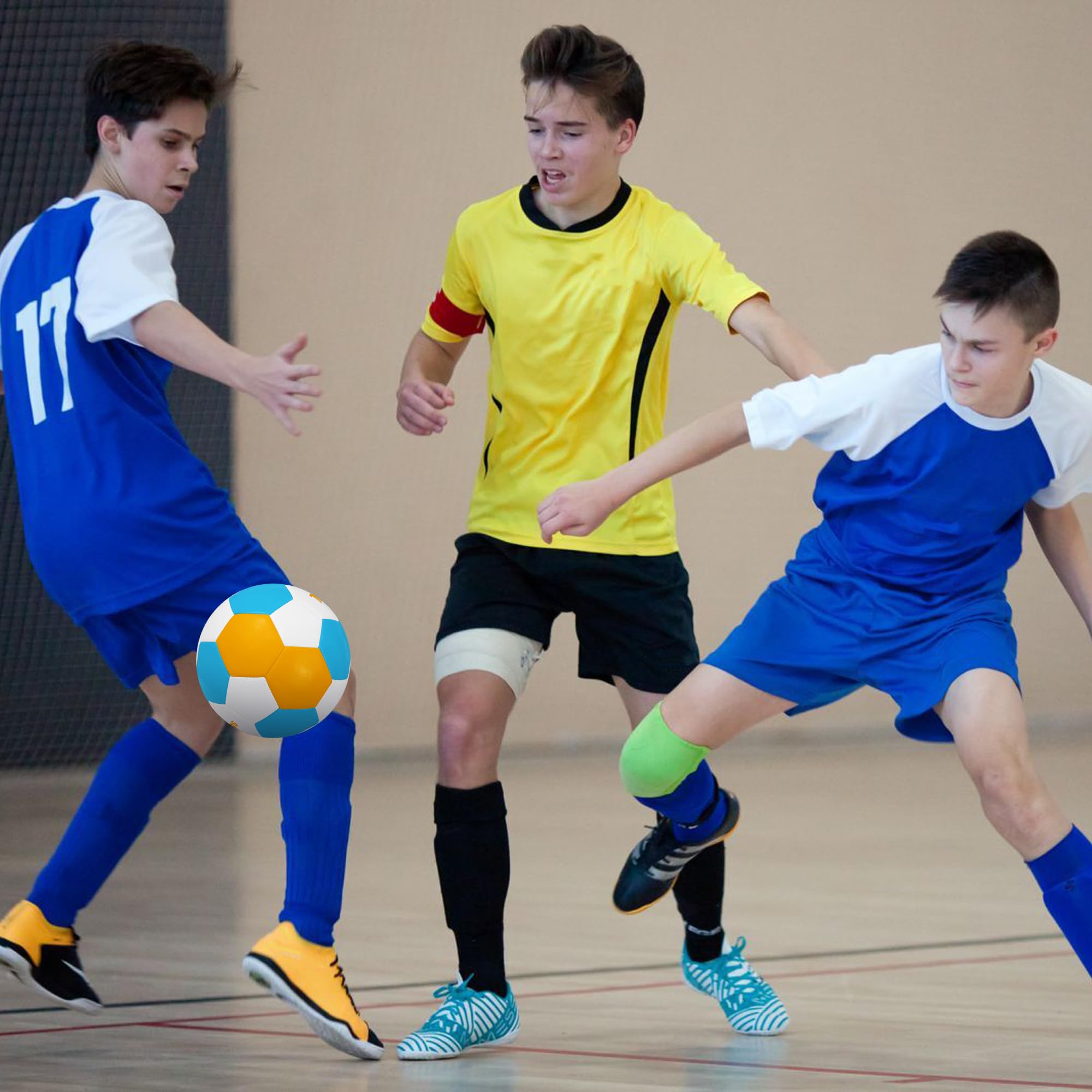 Runleaps Balón de fútbol sala, ideal para interiores o exteriores, tamaño 4 de rebote bajo para entrenar, jugar, juegos