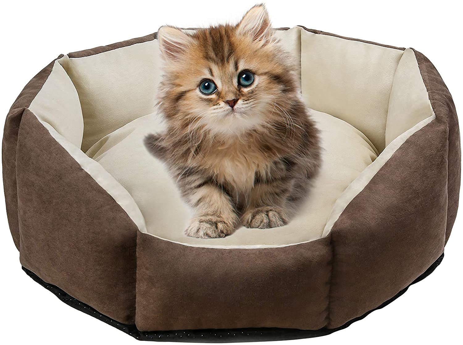 Poofys Pet Island Polyester Velvet Round Shape Ultra Soft Polyfill Reversible Dog/Cat (XXL Bed, Cream-Brown) (B096KQ7XQY) Amazon Price History, Amazon Price Tracker