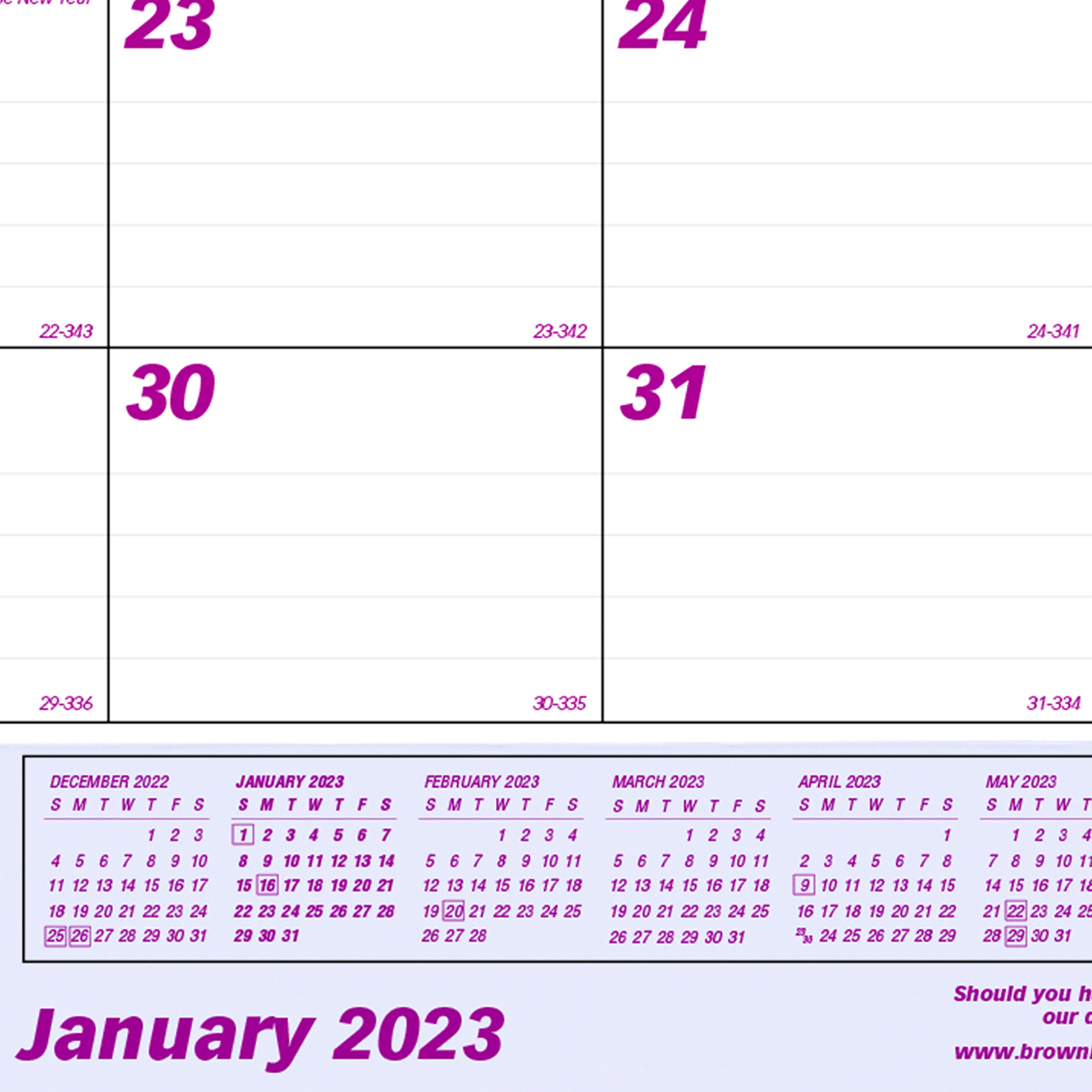 Brownline 2023 Monatlicher Schreibtischunterlage-Kalender mit transparentem Vinylstreifen, 12 Monate, Januar bis Dezember, 55,9 x 43,2 cm (C1731V-23)