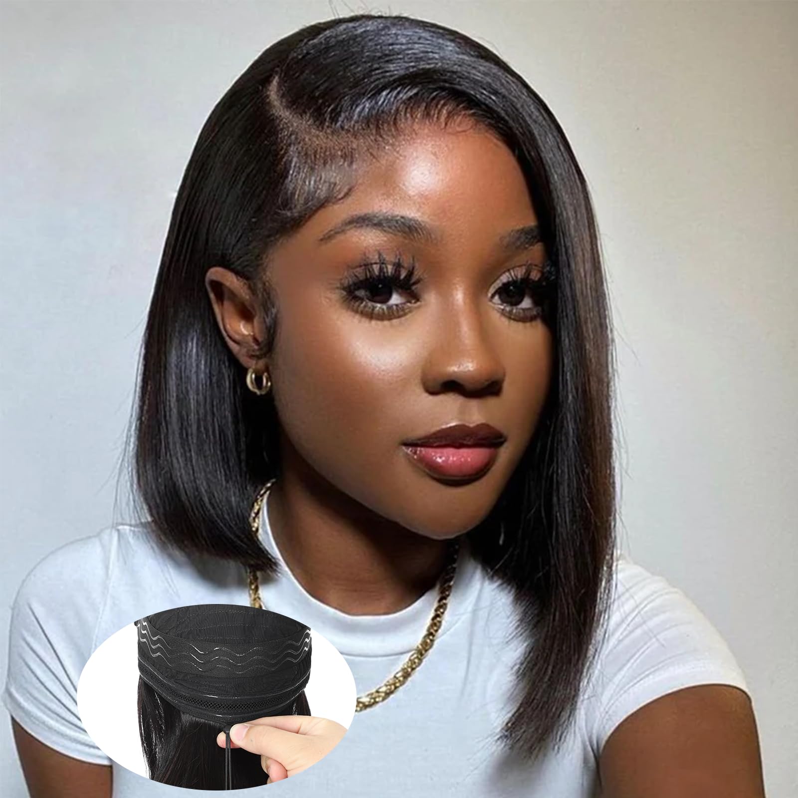 Shesbeauty Human Hair Bob Wig with 13x4 HD Lace Front