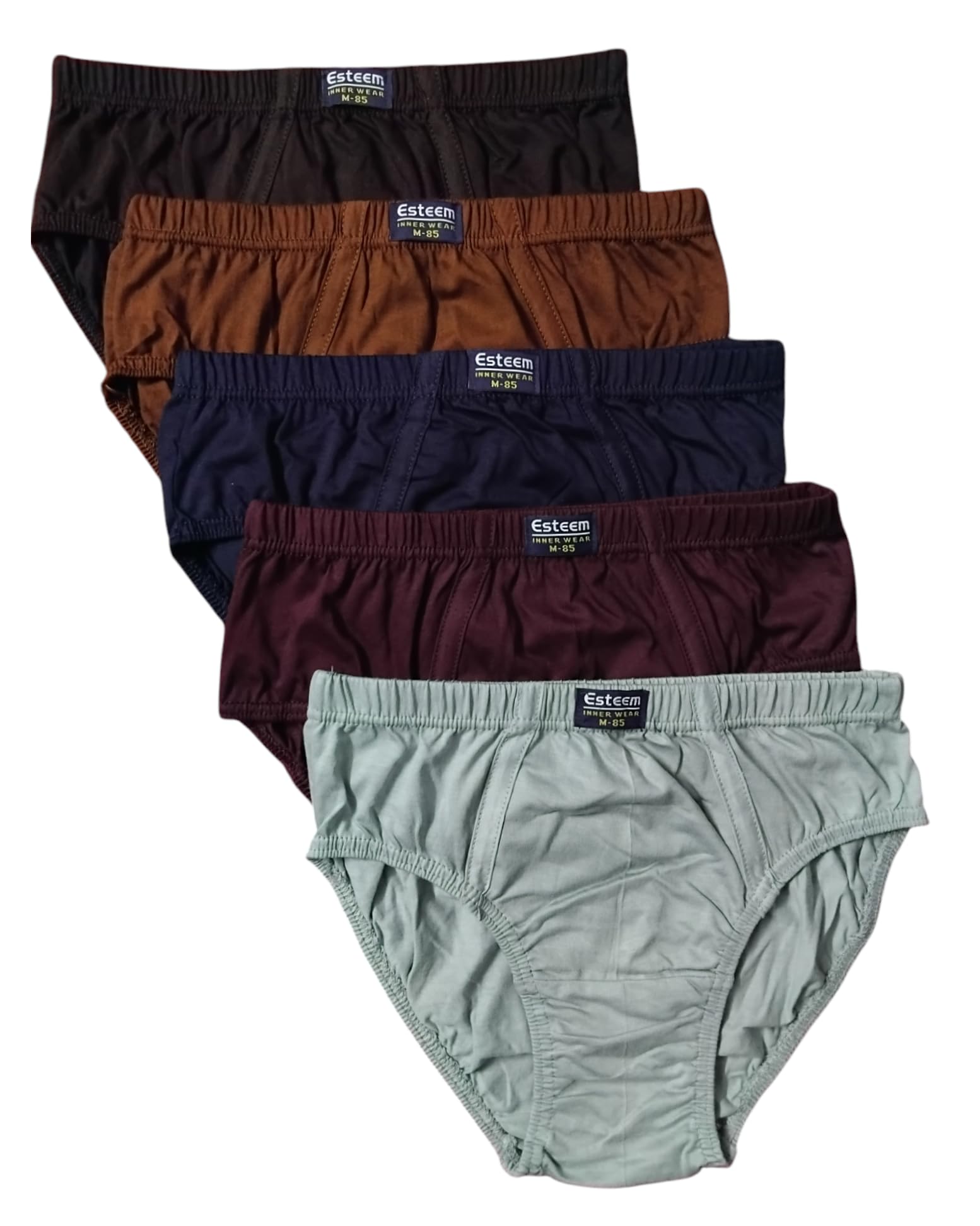 Mens Combed Cotton Inner Elastic Underwear Brief | Pack of 5