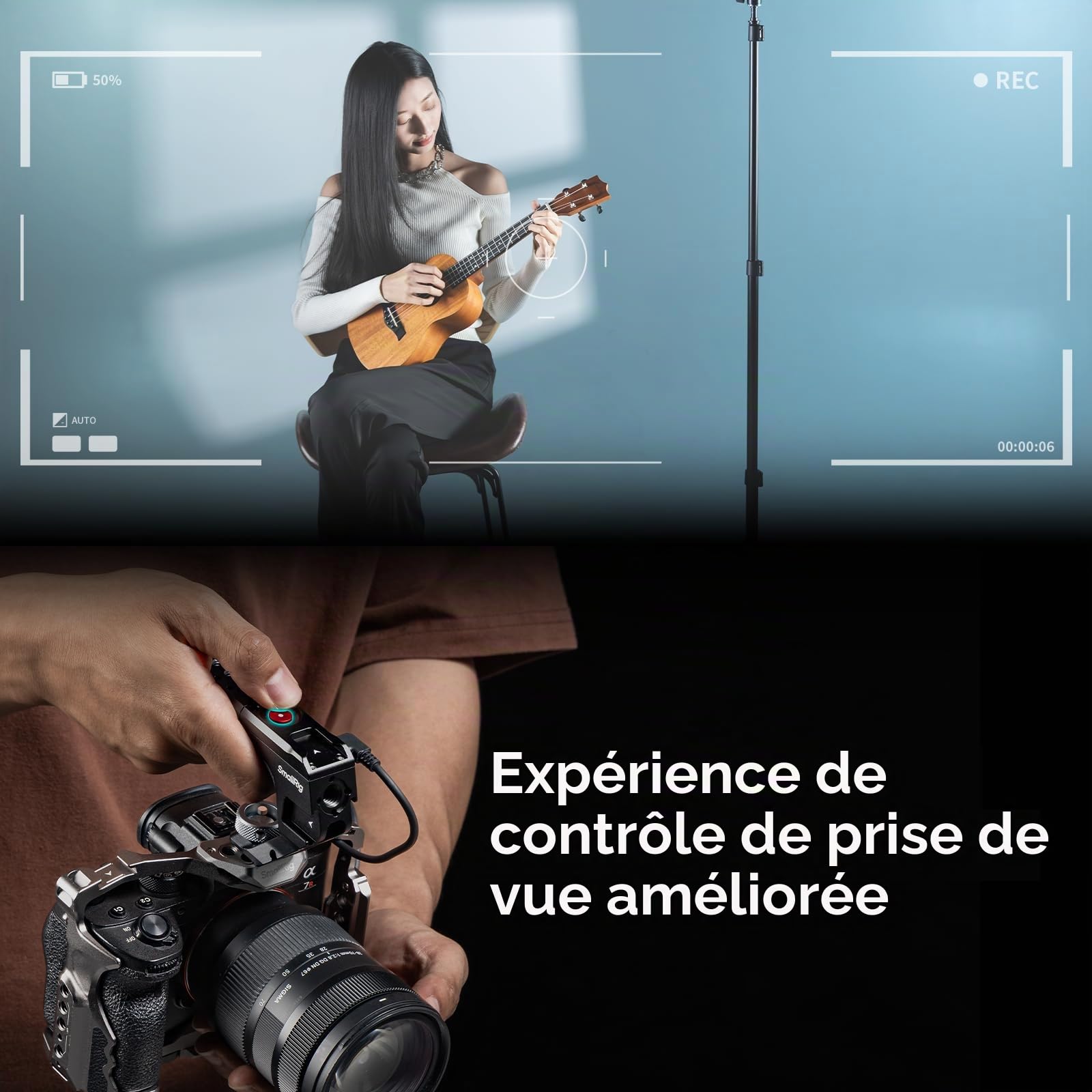 Poignée supérieure SmallRIG avec déclencheur ARRI 3/8"-16, compatible Sony A7 III/FX3/A6600, Canon R5II/R5C, FUJIFILM X-H2S/X-T5, Panasonic S5 II/GH5