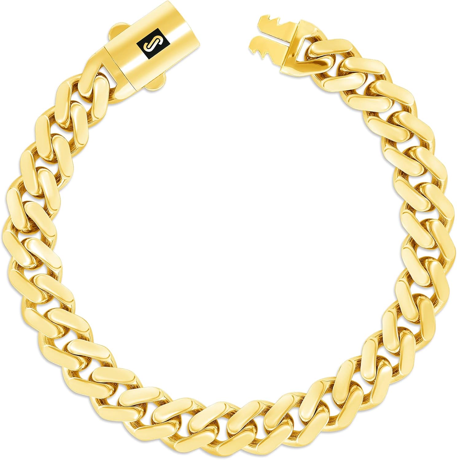Nuragold 14k Real Yellow Gold Royal Monaco 9mm Miami Cuban Link Bracelet (7"-9") Italian Jewelry for Men & Women - Image 7