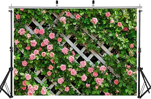 Miniatura 10 de AIIKES Telón de fondo de fotografía de flores de 8 x 8 pies, fondo de fotos florales de primavera, telón de fondo de valla de hojas verdes, telón de