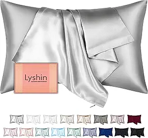 Mulberry Silk Pillow Cases Queen Size with Hidden Zipper, Ultra Smooth and Soft Breathable Cooling Silk Satin Pillowcase for Hair and Skin, Gifts for Women Men (Light Grey, 20x30 Inches, 1 Pack)